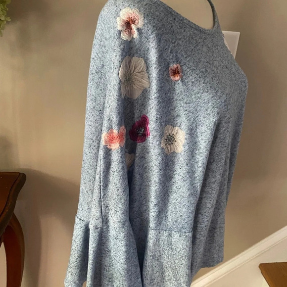 Anthropologie Dolman Sleeve Blue Embroidered Top - Picture 5 of 9